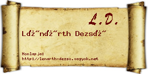Lénárth Dezső névjegykártya